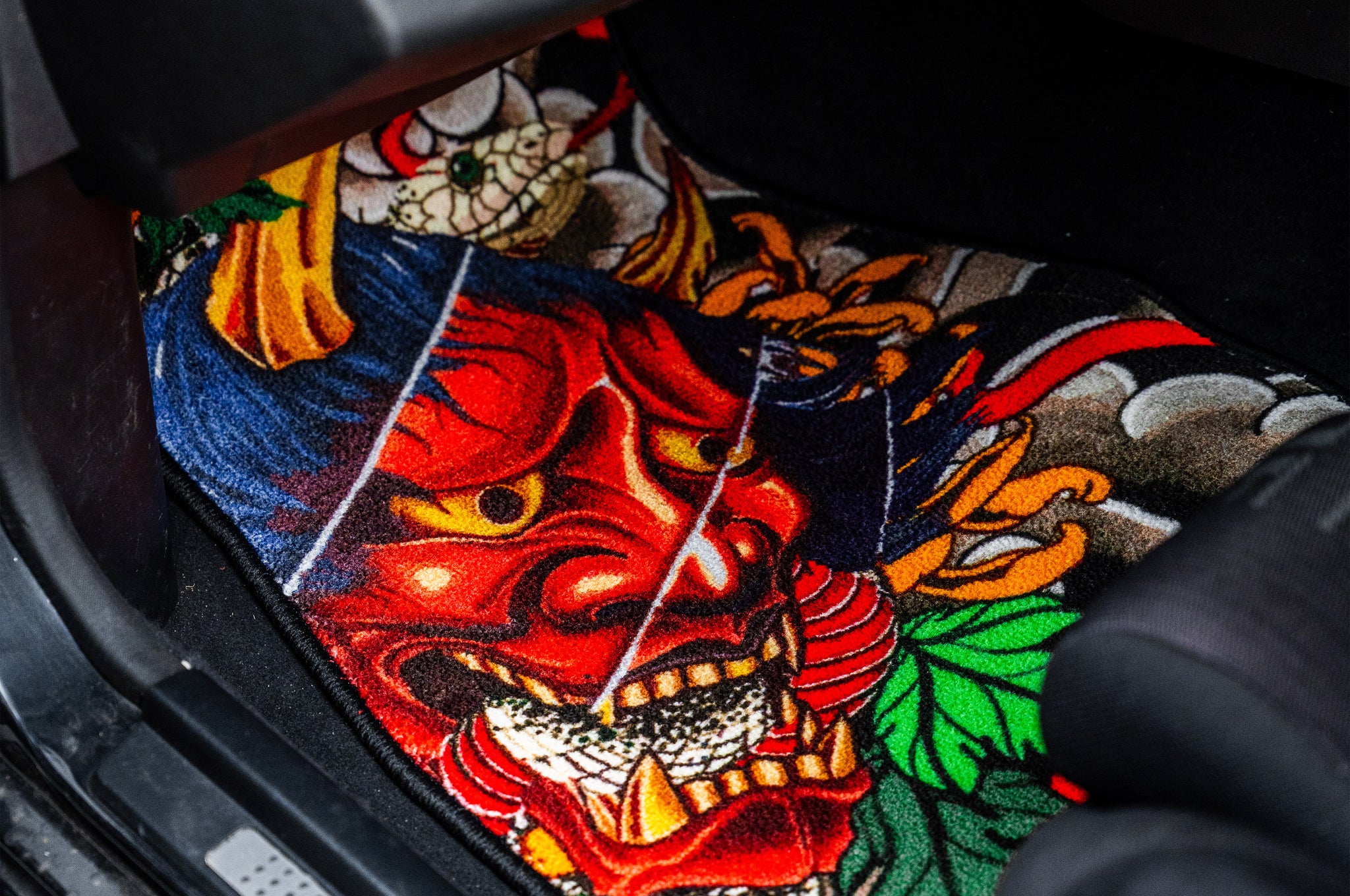Oni Mask x Snake: Japanese Tattoo Style | Floor Mats!