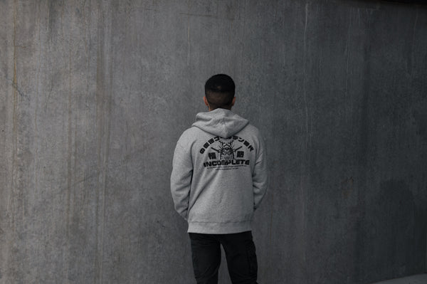 Incompletegl Unisex GREY WORLD! - Zip Hoodie - Grey - 320 GSM (Size S, M, L, XL, XXL)