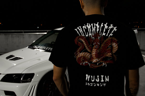 Incompletegl Unisex Ryujin, The Dragon King - T-Shirt - Black - 180 GSM (Size S, M, L, XL, XXL)