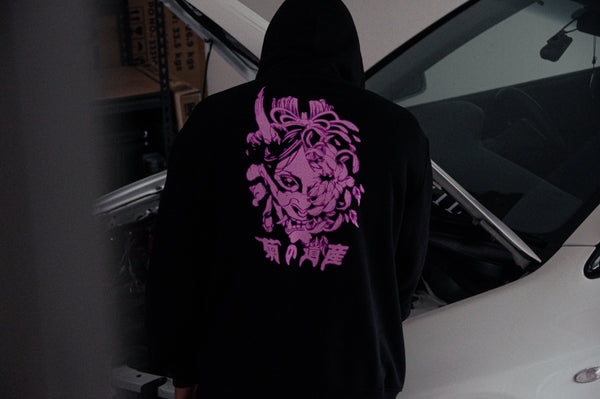 Incompletegl Unisex Undead Geisha x Chrysanthemum - Hoodie - Black - 300 GSM (Size S, M, L, XL, XXL)