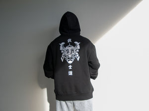 Incompletegl Unisex Minimal Samurai Mask - Oversized Hoodie - Black - 400 GSM (Size S, M, L, XL, XXL)