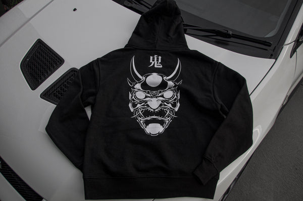 Incompletegl Unisex Minimal Oni Mask - Oversized Hoodie - Black - 400 GSM (Size S, M, L, XL, XXL)
