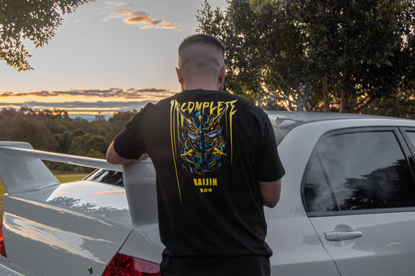Incompletegl Unisex Raijin x Mecha - T-Shirt - Black - 300 GSM (Size S, M, L, XL, XXL)