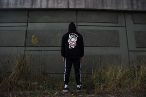 Incompletegl Unisex Snake x Oni Mask - Oversized Hoodie - Black - 360 GSM (Size S, M, L, XL, XXL)