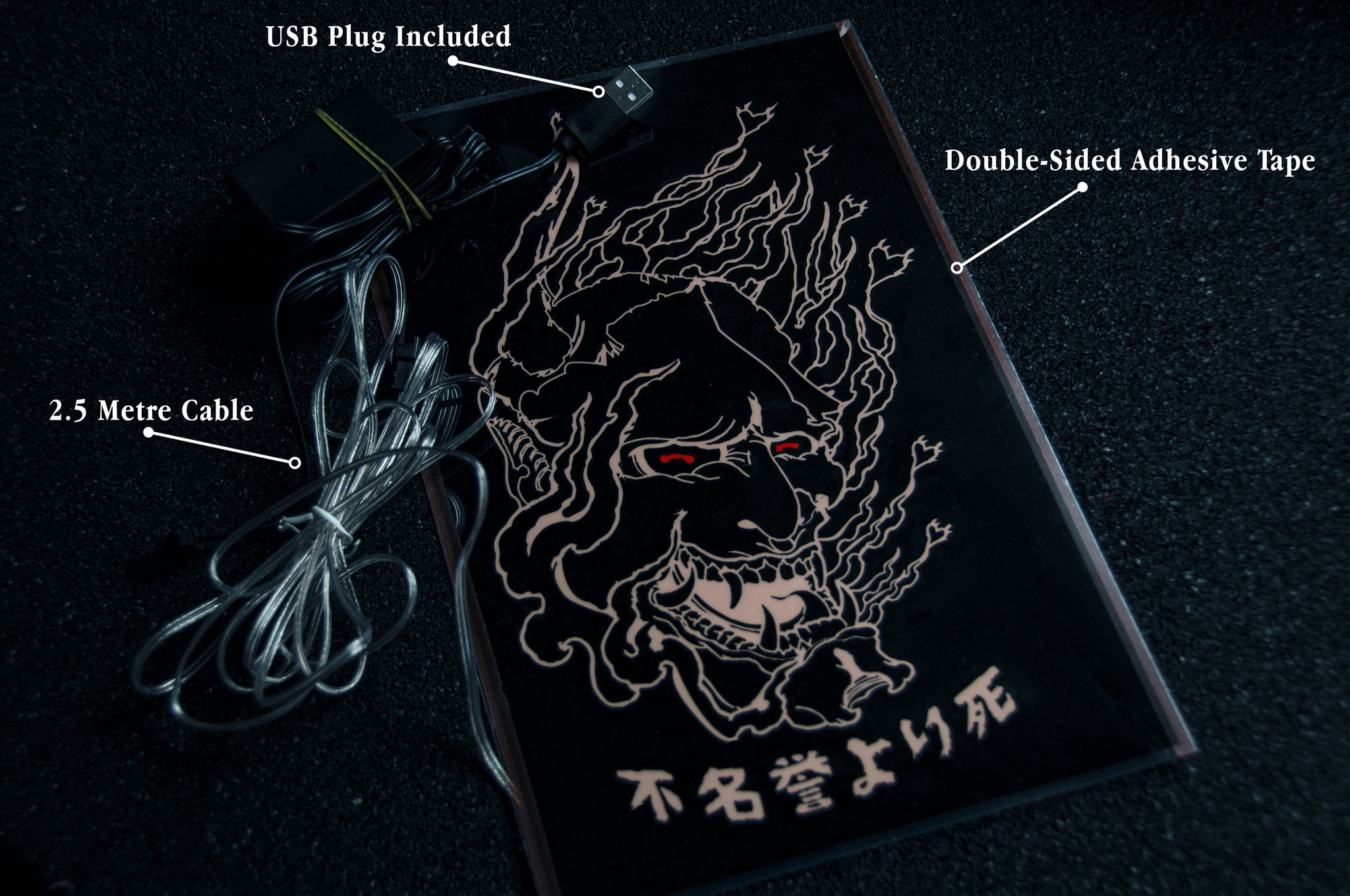 Incompletegl Floating Oni Mask!! - USB - 3 Modes | Glow Panel