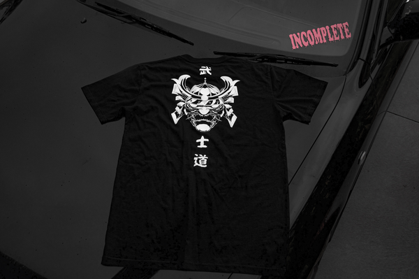 Incompletegl Unisex Minimal Samurai Mask - T-Shirt - Black - 180 GSM (Size S, M, L, XL, XXL)
