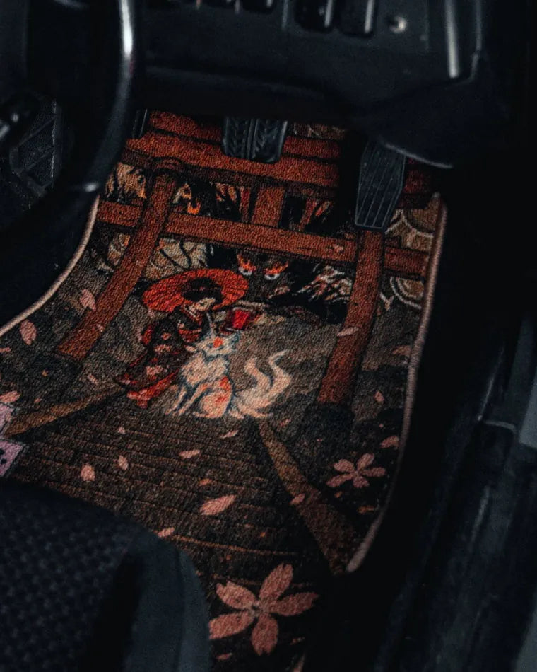 Kitsune x Geisha floor mat in the driver footwell